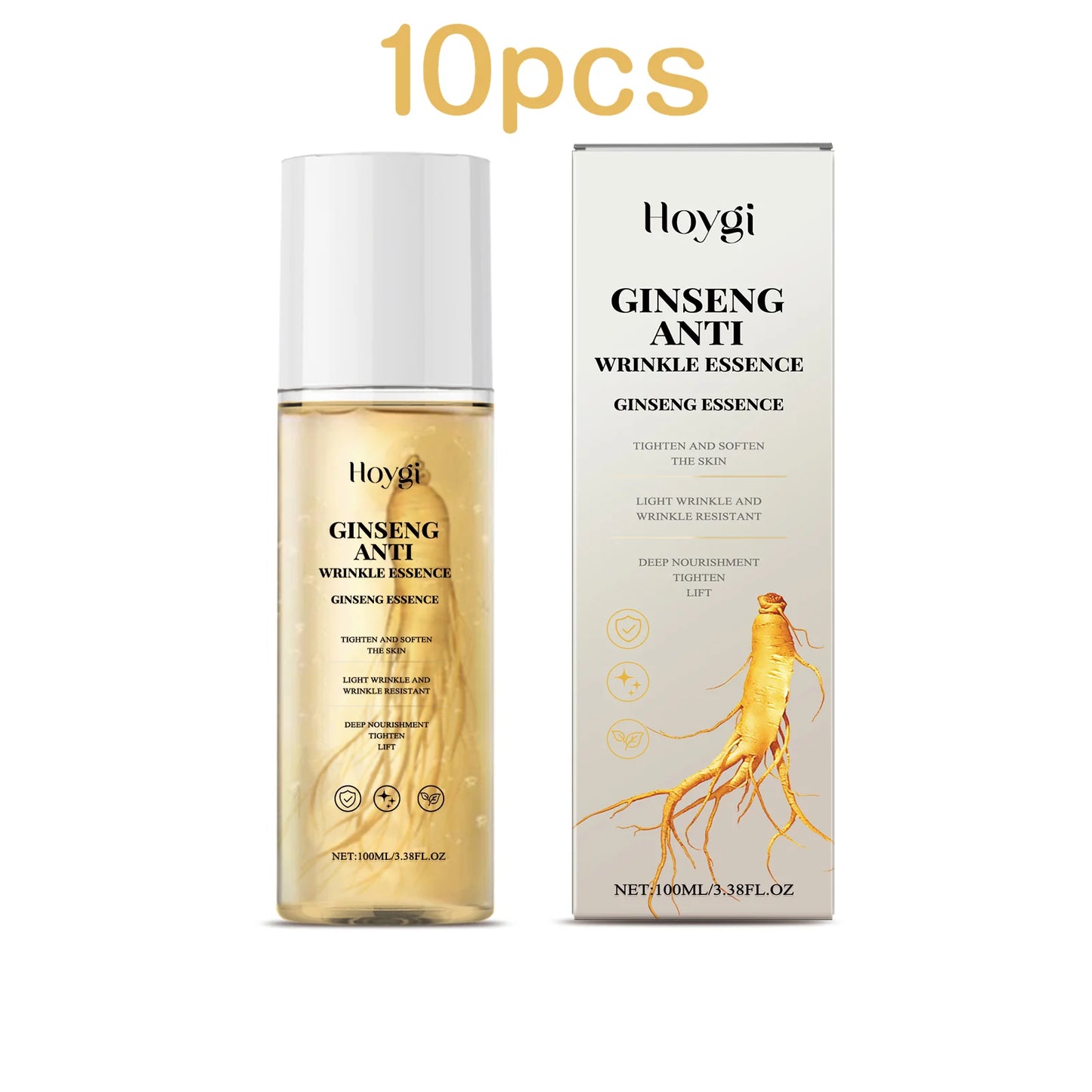 Hoygi 100ml Gold Ginseng Firming Face Essence Moisturizing Smoothing Skin Fade Fine Lines Wrinkles Tighten Facial Skin Serum