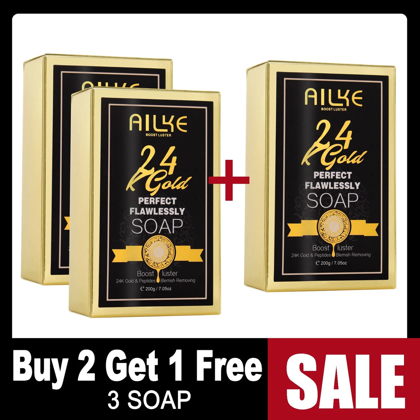 AILKE 24K Glod Flawlessly Skin Care Set, Whitening, Reduce Dark Spots, Pigmentation, Wrinkles, Moisturize, For All Skin Types
