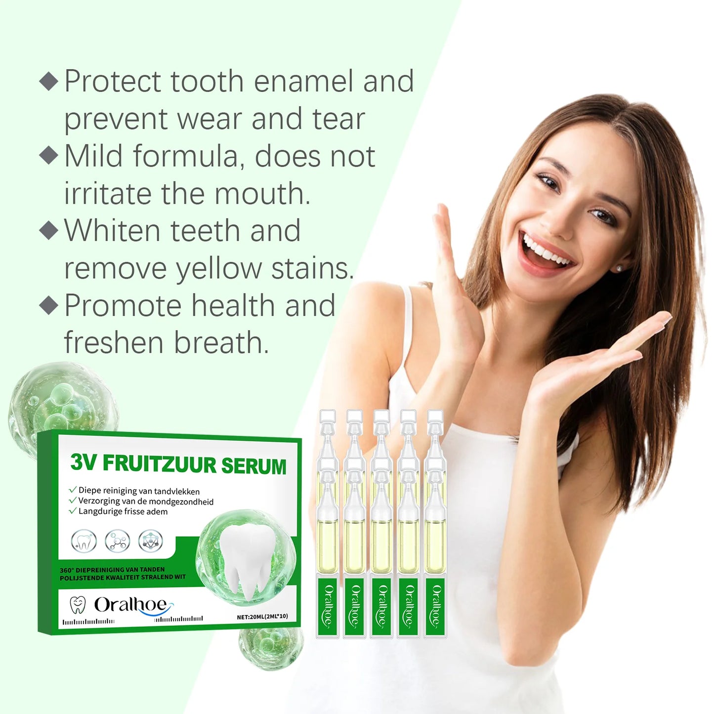 Oralhoe 20ml Teeth Whitening Serum Reduce Yellowing Fresh Breath Oral Hygiene Care Brightening Repair Gums Cleaning Dental Serum
