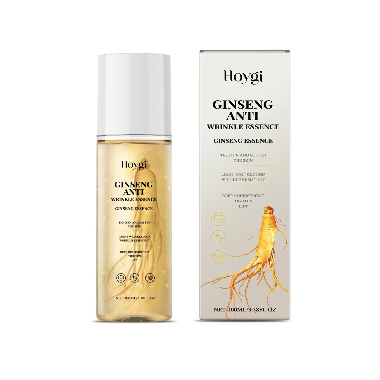 Hoygi 100ml Gold Ginseng Firming Face Essence Moisturizing Smoothing Skin Fade Fine Lines Wrinkles Tighten Facial Skin Serum