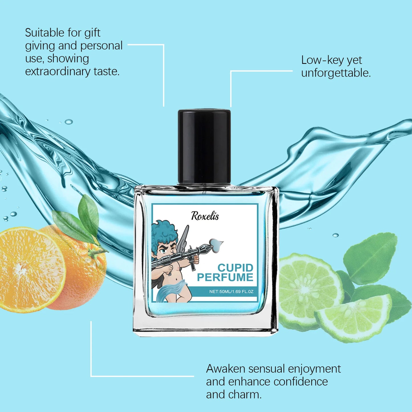 Roxelis 50ml Cupid Glamour Perfume Men Pheromone Fragrance Long Lasting Gentlemen Festival Couple Gifts Cologne Charming Perfume