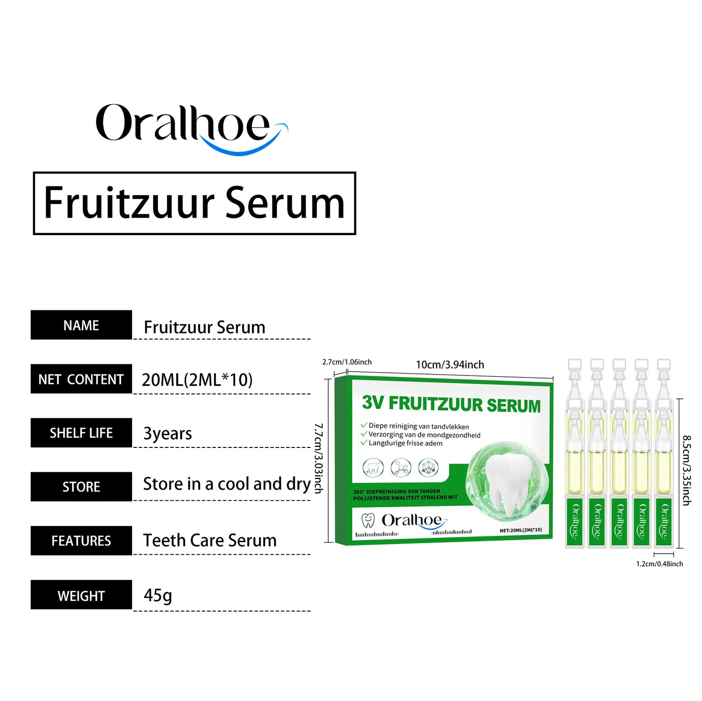Oralhoe 20ml Teeth Whitening Serum Reduce Yellowing Fresh Breath Oral Hygiene Care Brightening Repair Gums Cleaning Dental Serum
