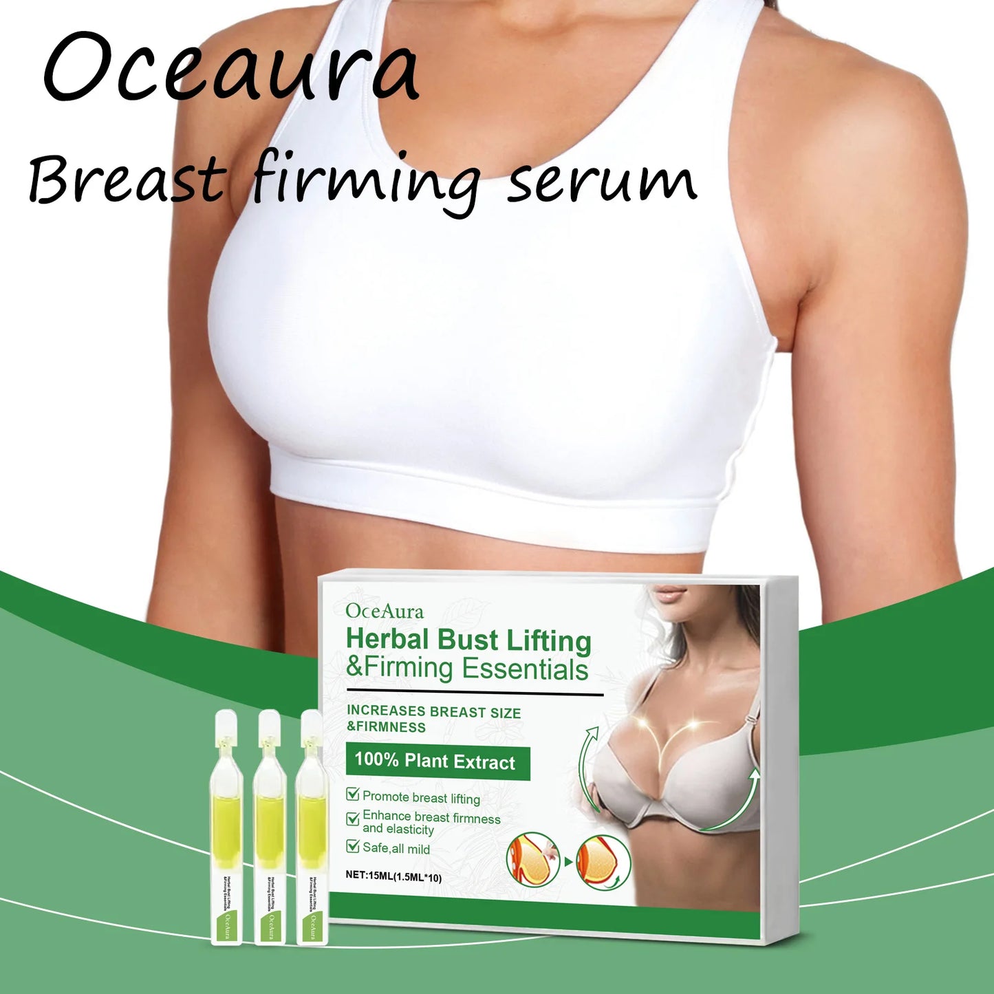 Oceaura Herbal Breast Firming Serum Lifting Enhance Skin Elasticity Nourishing Tightening Bust Skin Reduce Sagging Breast Serum