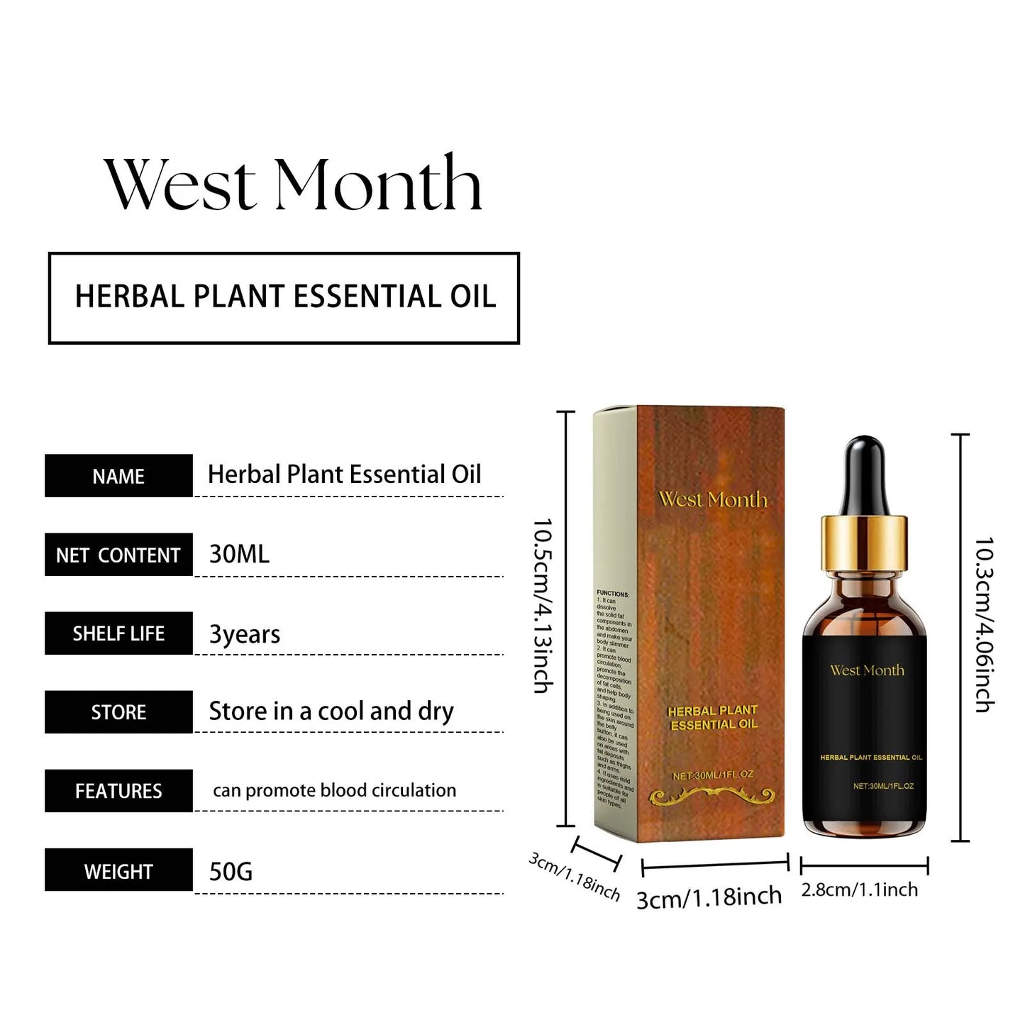 West&Month 30ml Slimming Body Care Serum Oil Anti Cellulite Fat Burning Massage Tighten Abdominal Thigh Firming Shaping Body Oil