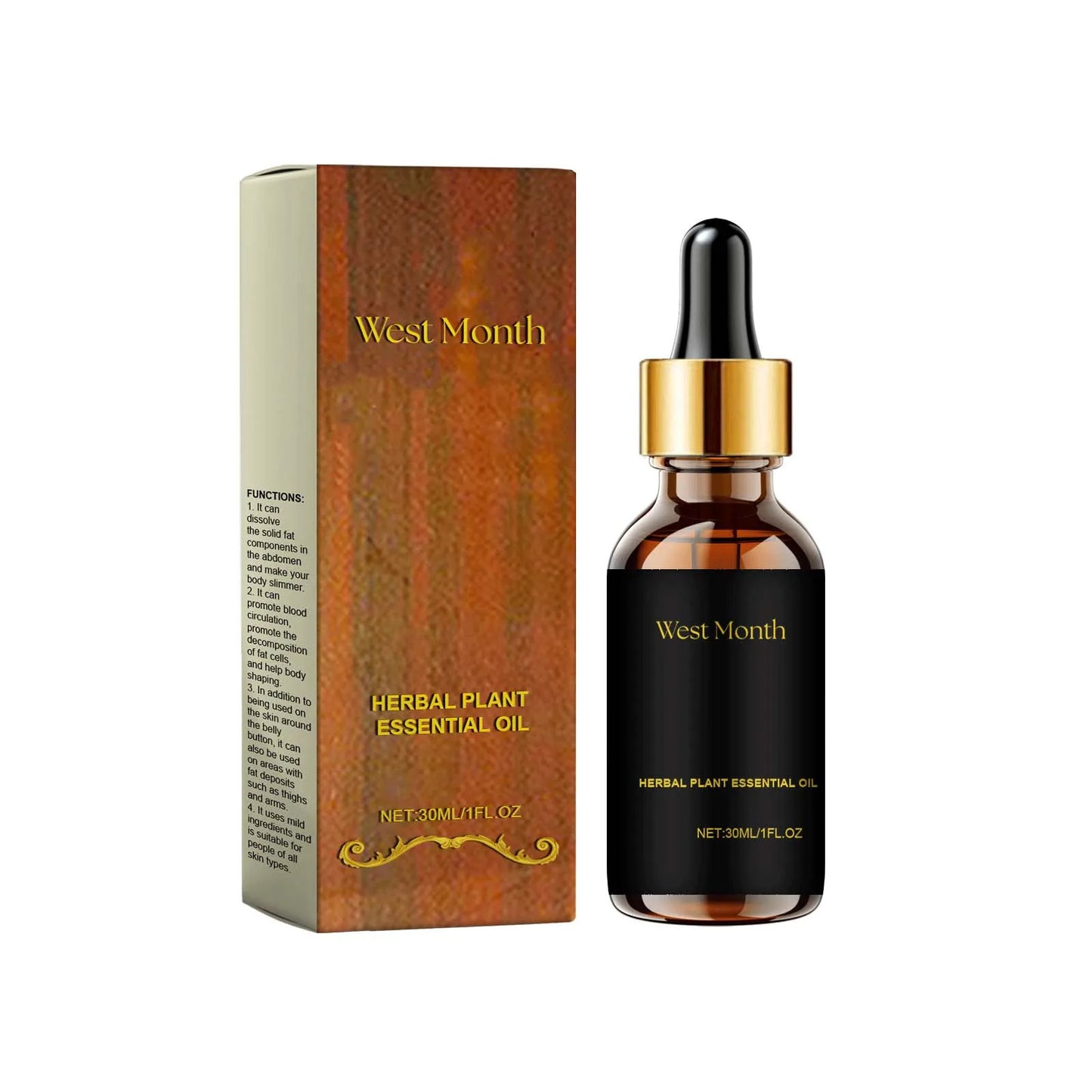 West&Month 30ml Slimming Body Care Serum Oil Anti Cellulite Fat Burning Massage Tighten Abdominal Thigh Firming Shaping Body Oil