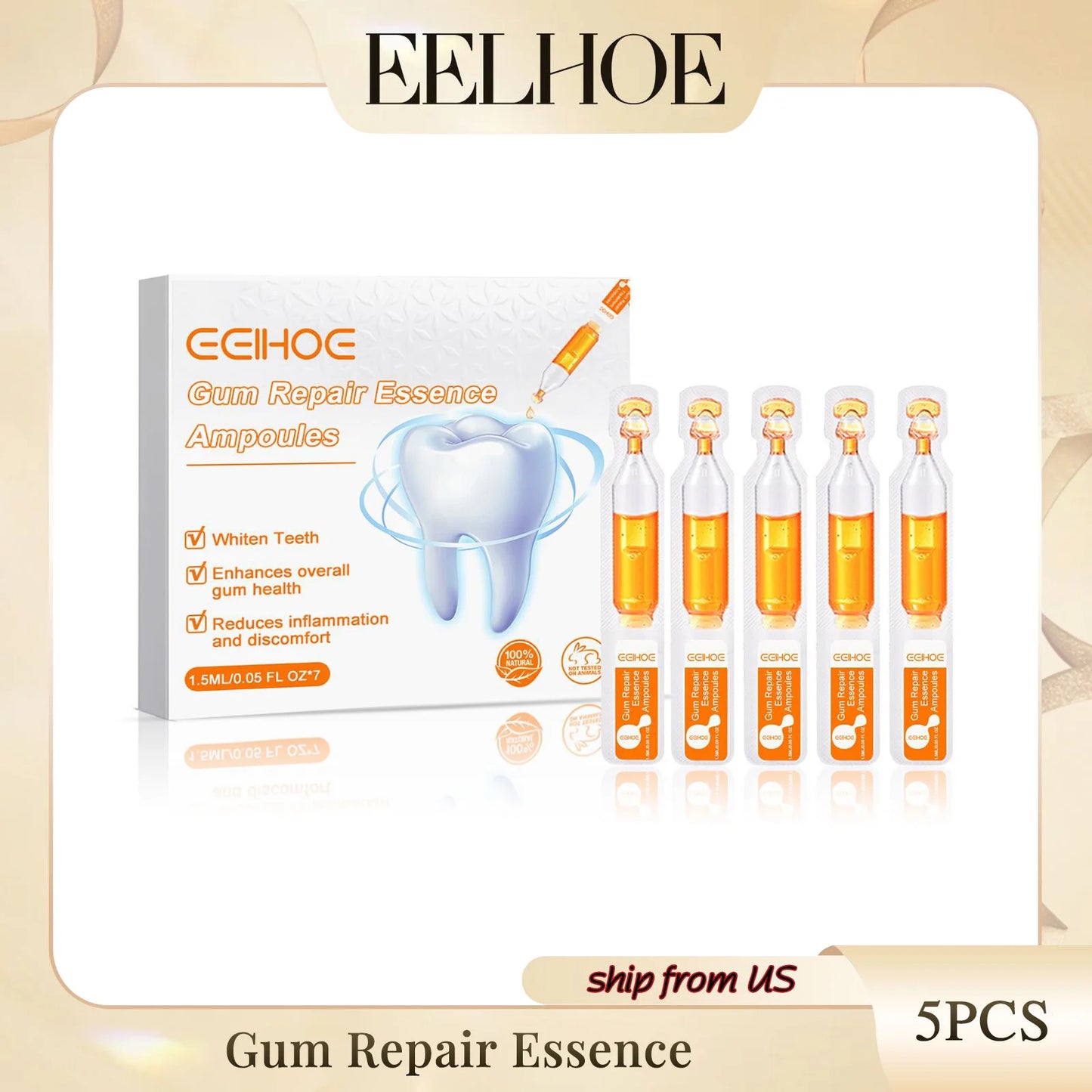 Eelhoe 1.5mlx7 Tooth Gum Repair Serum Ampoule Deep Cleaning To Prevent Periodontitis Oral Hygiene Care Brightening Teeth Essence