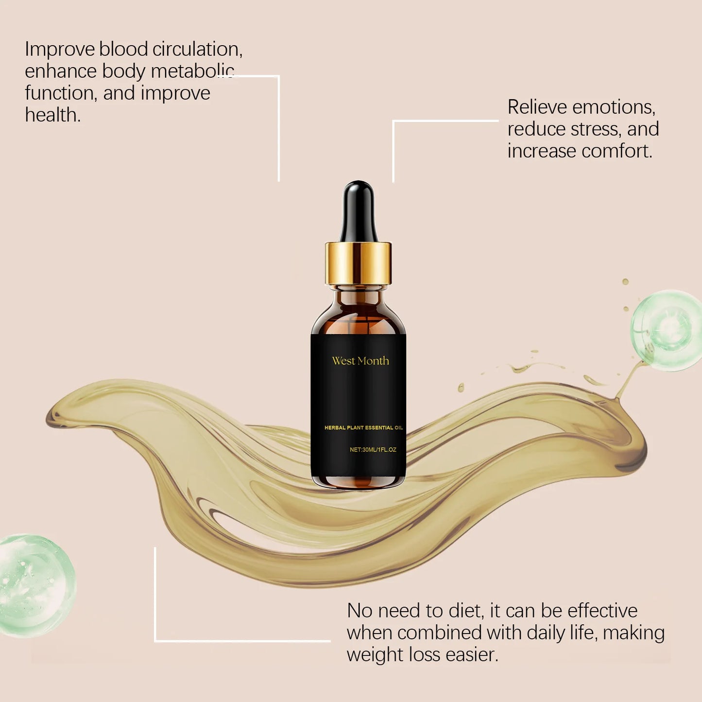 West&Month 30ml Slimming Body Care Serum Oil Anti Cellulite Fat Burning Massage Tighten Abdominal Thigh Firming Shaping Body Oil