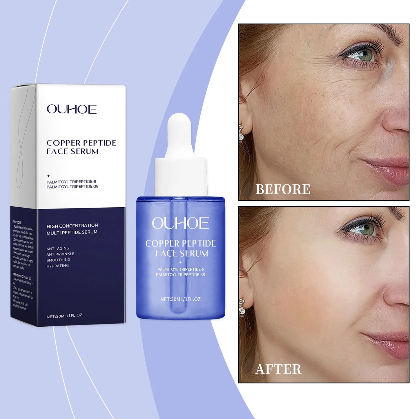 Copper Peptide Face Serum - Hydrating Moisturizing Nourishing  Smoothing Anti-Aging Brightening Skin Care Essence for Women  Men