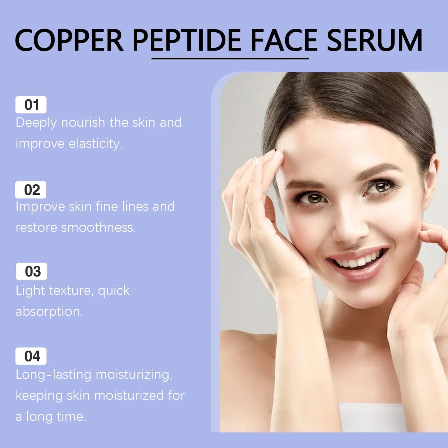 Copper Peptide Face Serum - Hydrating Moisturizing Nourishing  Smoothing Anti-Aging Brightening Skin Care Essence for Women  Men