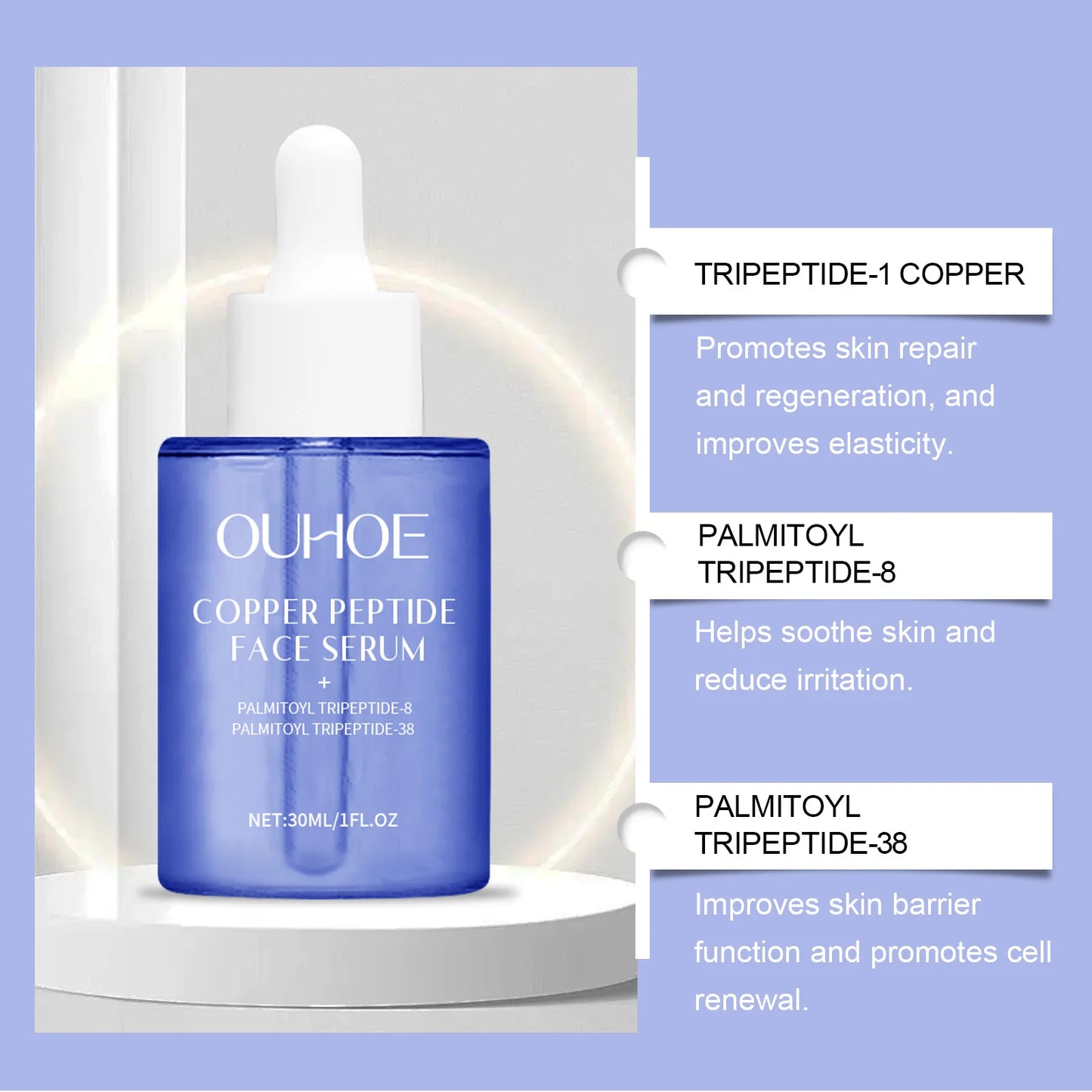 Copper Peptide Face Serum - Hydrating Moisturizing Nourishing  Smoothing Anti-Aging Brightening Skin Care Essence for Women  Men